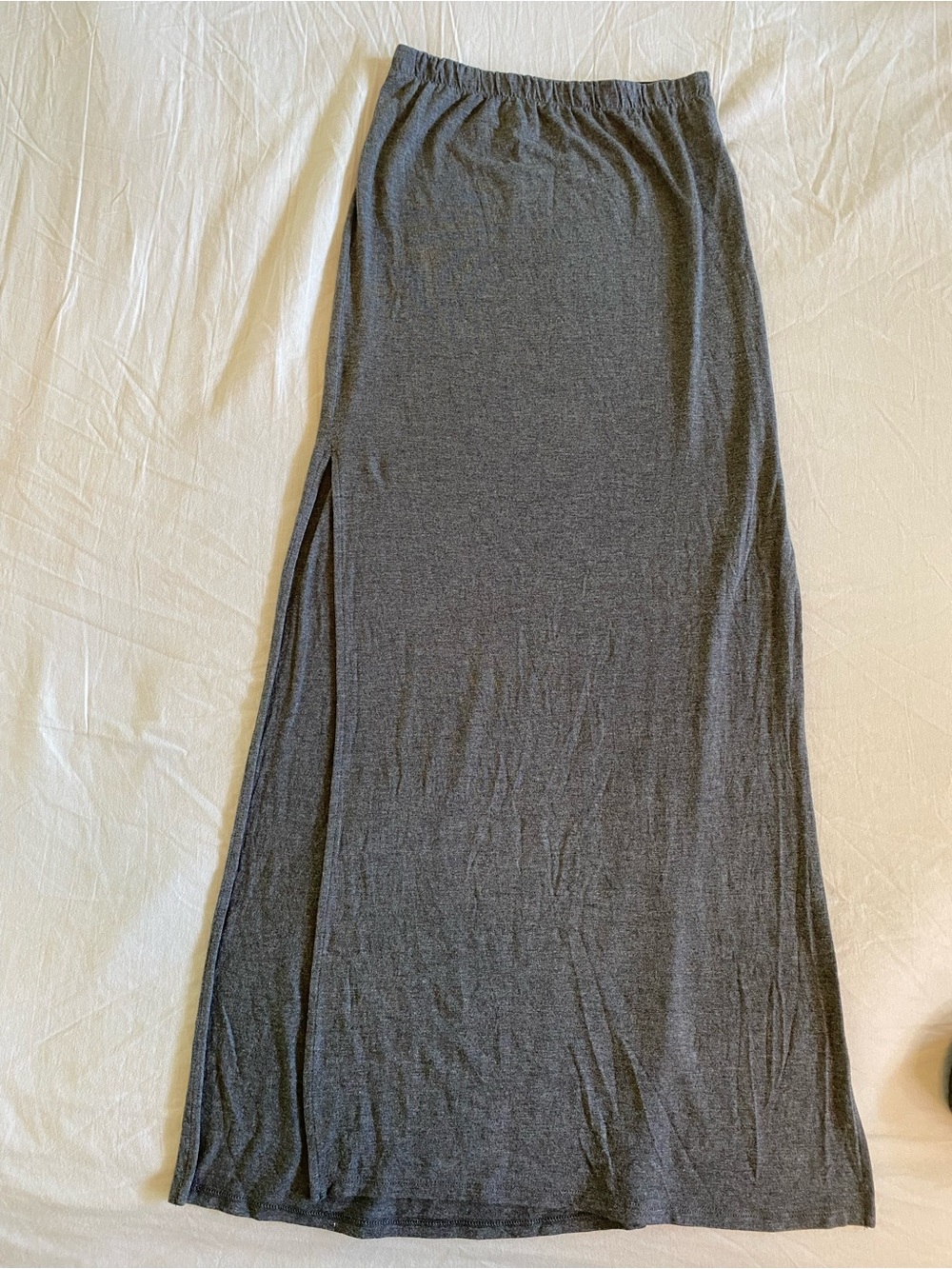 Babaton Charcoal Gray slinky  Maxi Skirt with Side Slits